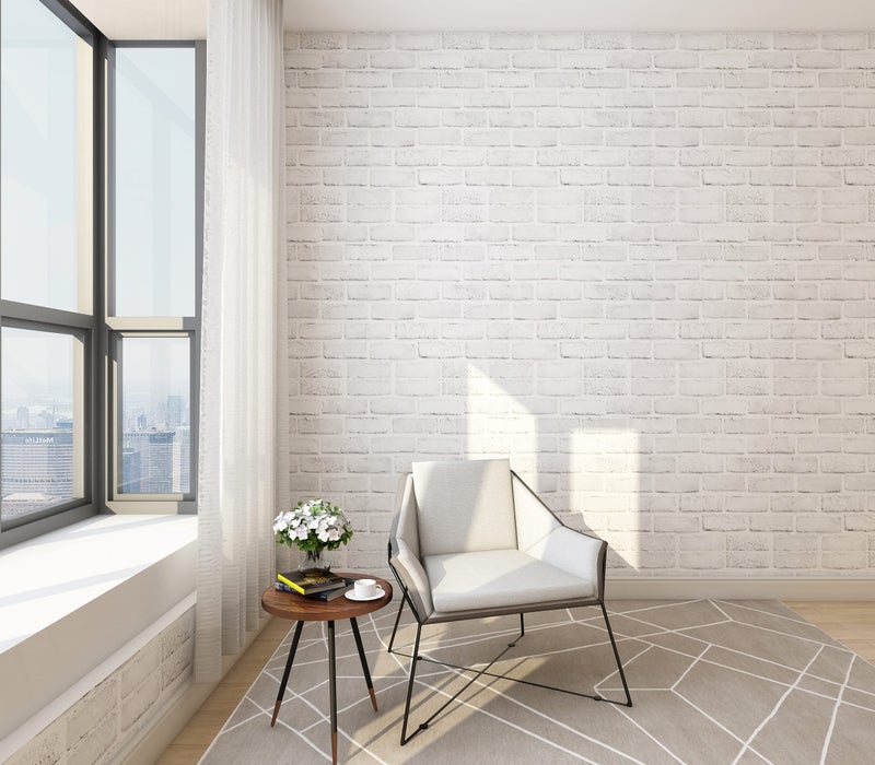 Hopeak White Brick Wallpaper Peel and Stick Wallpaper Waterproof and Removable Good for Home Decoration and Furniture Renovation 17.5 x 118 Inches - Image 5
