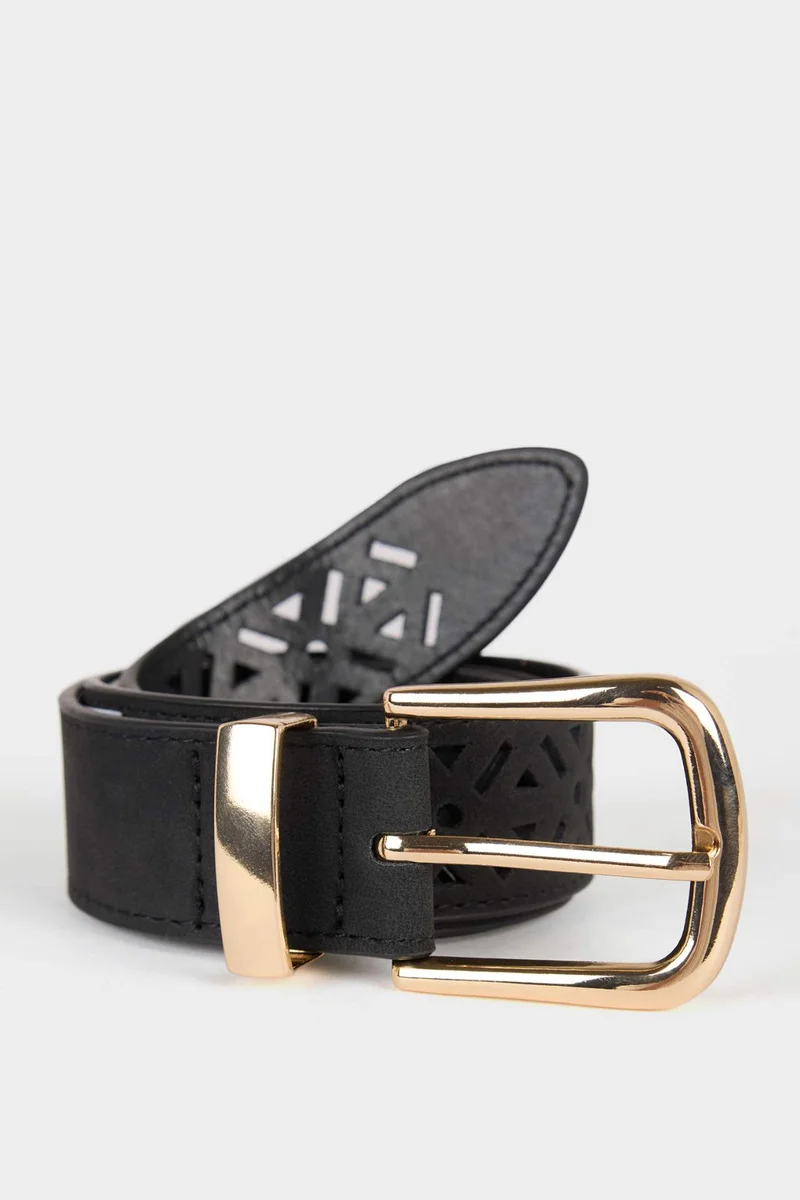 ديفاكتو Woman Rectangle Clasp Faux Leather Belt