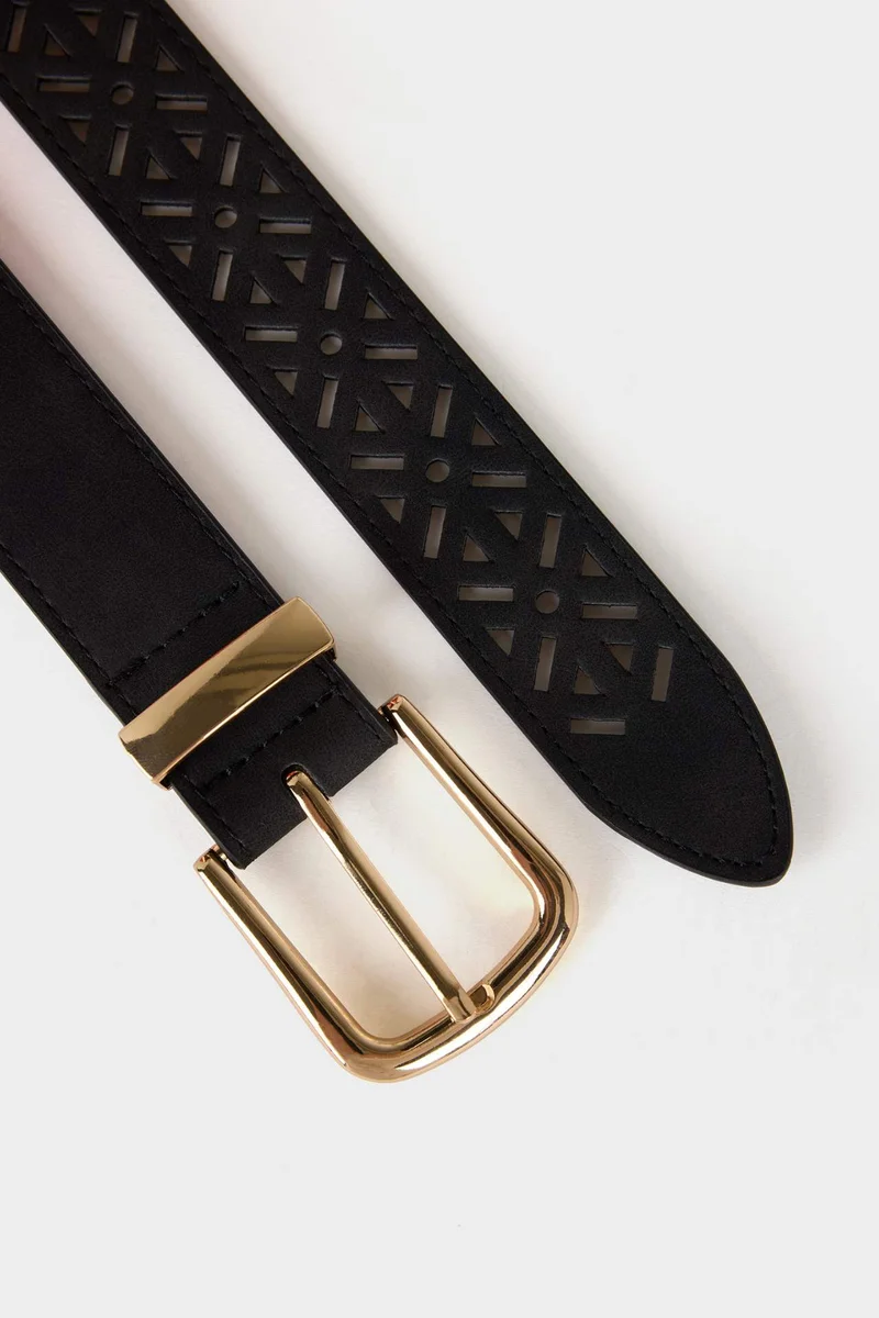 ديفاكتو Woman Rectangle Clasp Faux Leather Belt