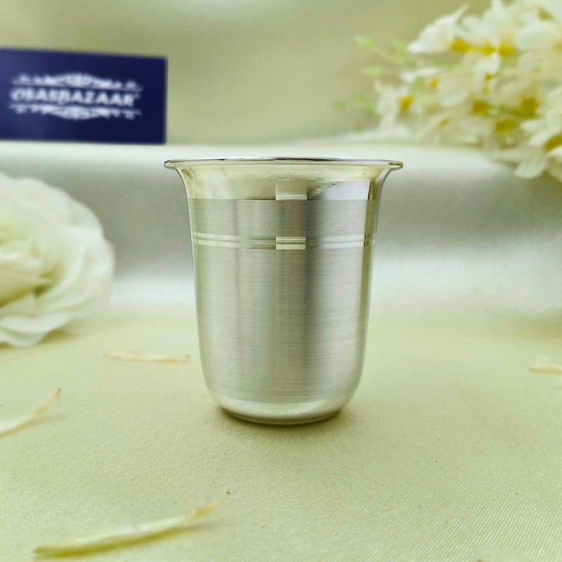 Osasbazaar Pure Silver Glass Tumbler for Dining Baby and Gifting 90925 Pure BIS Hallmarked 120ml - Image 3