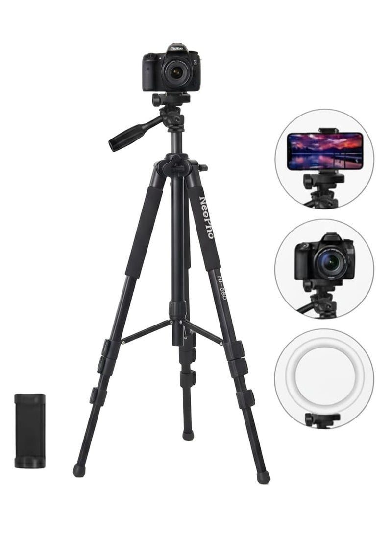 ني فو حامل ثلاثي القوائم NP-680، حامل ثلاثي القوائم احترافي عالي التحمل، حامل كاميرا قابل للتعديل من الألومنيوم/الكربون مع قفل آمن وقاعدة مستقرة، رأس دقيق للتحكم السلس، مثالي للاستوديو والتصوير الفوتوغرافي في الهواء الطلق والبث المباشر - Image 2