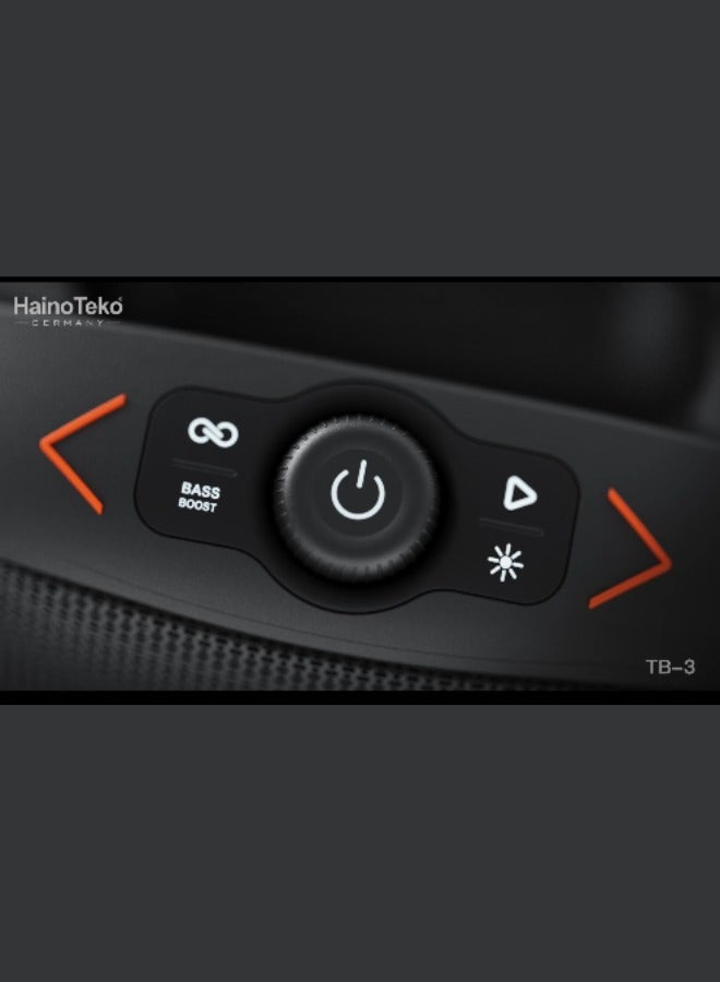 Haino Teko Haino Teko Germany  TB-3 Mini Portable Wireless Bluetooth Speaker With Hifi Sound Quality Button Control and RGB Lighting (Black) - Image 4