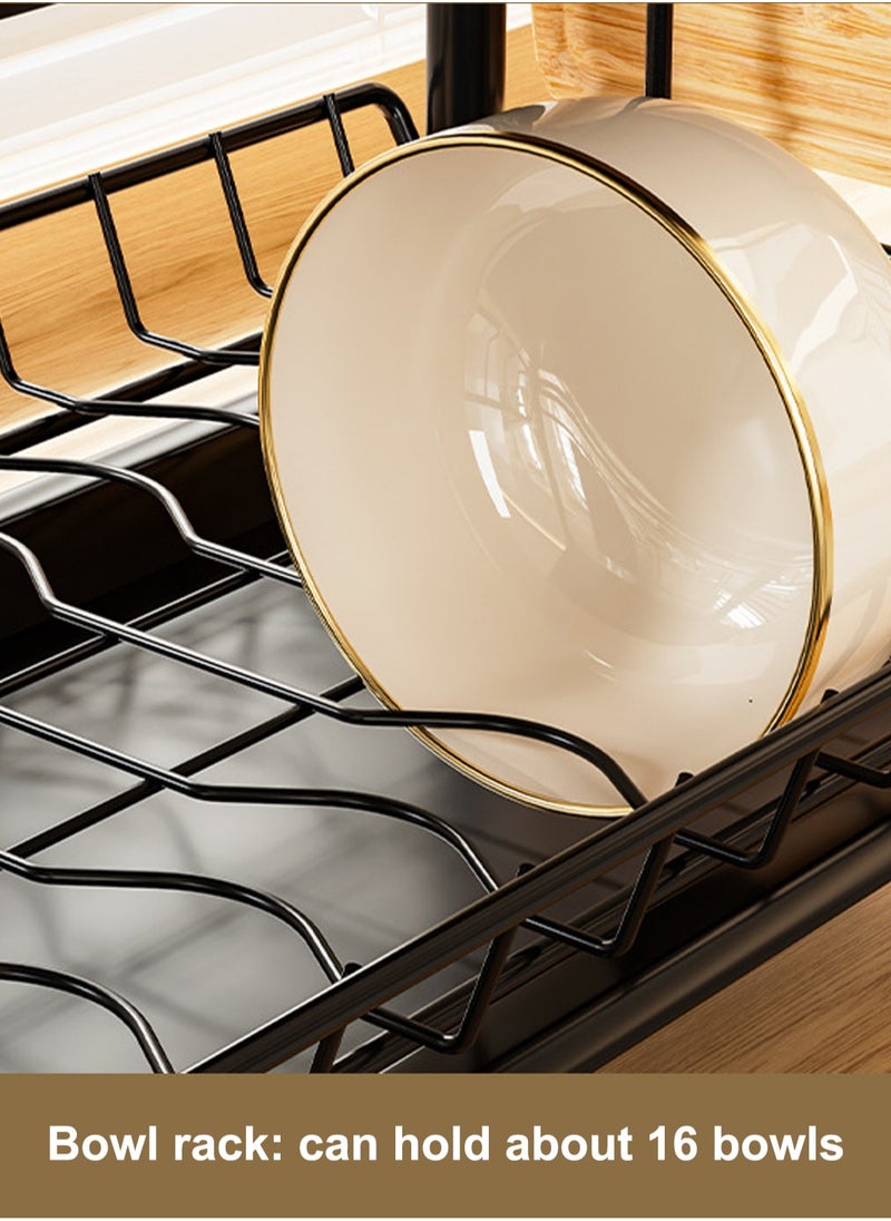 LOOPITYS Dish Drying Rack For Kitchen Counter|2 Tier Iron Art Dish Rack|Dinnerware Drainer Organizer Space Saving Kitchen Storage  - Image 5