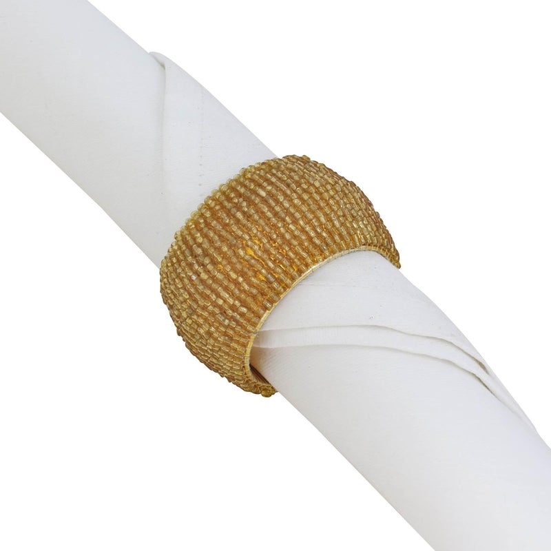Decor Hub Decor Hub Set of 6 Handmade Golden Beaded Napkin Rings Elegant Dining Table Decoration Luxurious Tableware for Weddings Parties and Special Events for Hostsand Home Dcor - Image 4
