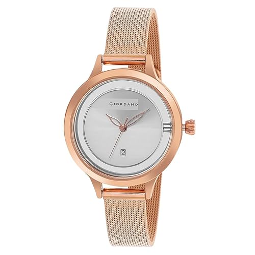 Giordano Analog Watch for Women with See Through Elegant Dial with Stainless Steel Strap|Round Shape Fashion Wrist Watch for Ladies|Girls to Compliment Your Look GD-60010 - Image 2