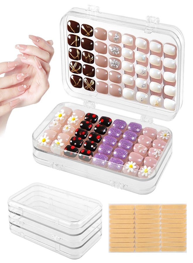 Yonderfume Tri-Fold Press On Nail Boxes Portable Nail Display box, Clear PET Plastic Storage Box for Fake Nails with Adhesive Double Sided Tape nails packaging for press ons - Image 1