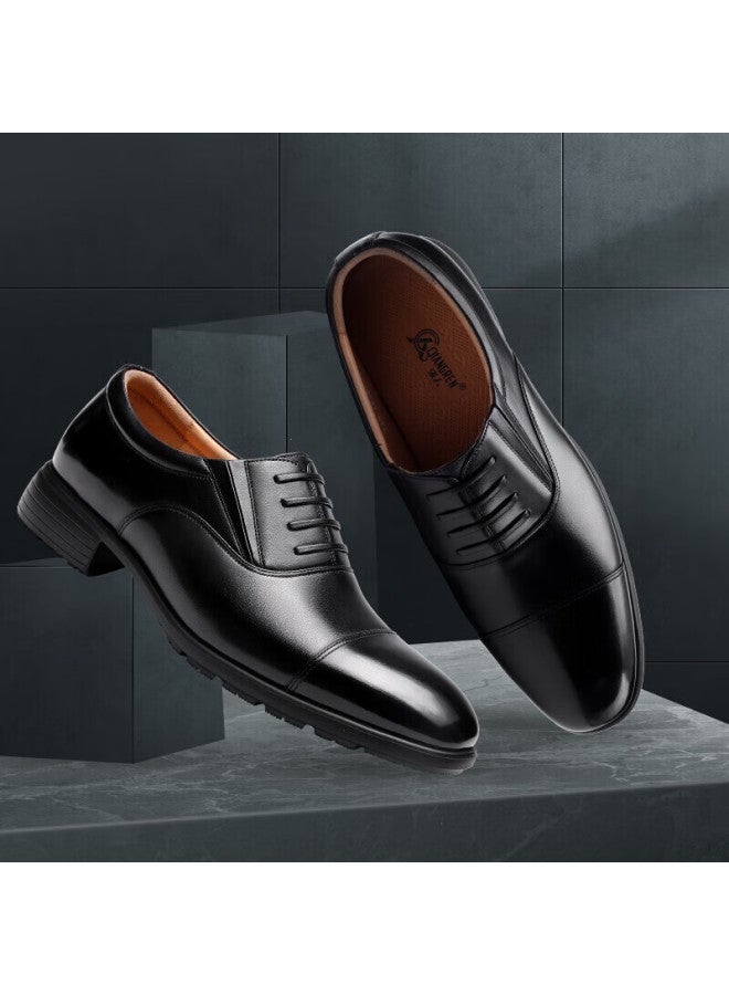 Strongman أحذية رسمية للرجال من كيانغرين 3515 أحذية جلدية ثلاثية الوصلات من جلد البقر جودة أحذية رجال تنقل JD387 باللون الأسود مقاس 42 - Image 2