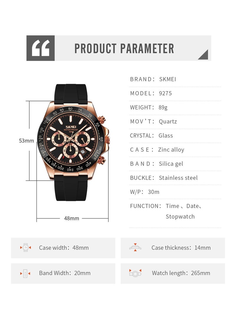 Watches for Men Water Resistant Chronograph Watch 9275 - Image 4
