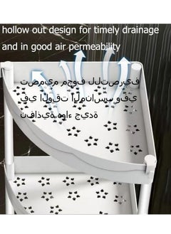 إتش كيو جيمنغ عربة تخزين من 4 طبقات، رف رف زاوية مثلث، منظم تخزين المطبخ، عربة وحدة رفوف متنقلة بعجلات للحمام والغسيل وغرفة المعيشة (أبيض)  - Image 3