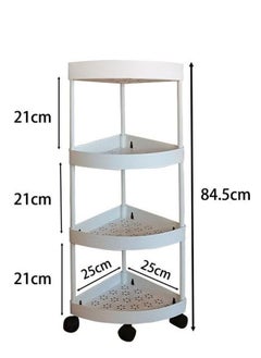 HQ-GAMING 4-Tier Storage Cart, Triangle Corner Shelf Rack, Utility Rolling Cart Kitchen Storage Organizer, Mobile Shelving Unit Cart with Wheels for Bathroom, Laundry, Living Room (White)  - Image 2