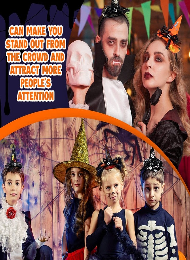 Hanaive 16 Pieces Halloween Headband Witch Hat Headband for Women Halloween Cosplay Witch Costume Hair Accessories - Image 4