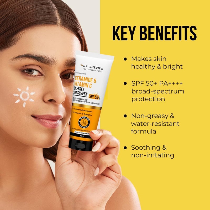 Dr. Sheth's CERAMIDE & VITAMIN C OIL FREE SUNSCREEN 50 GRAM - Image 3