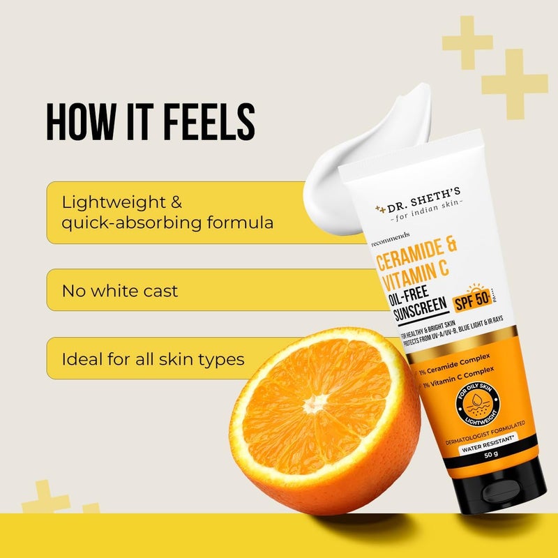 Dr. Sheth's CERAMIDE & VITAMIN C OIL FREE SUNSCREEN 50 GRAM - Image 5