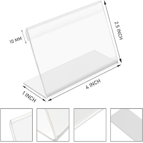 Shuban Acrylic Sign Holder L-Shape Acrylic Table Display Label Price Tag Name Card Holder Stands For School Office Counter Restaurants Supermarket (4 Inch W X 2.5 Inch H - 50Pcs) - Image 2