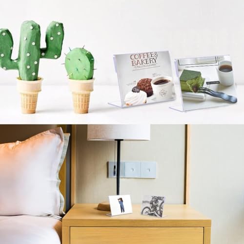 Shuban Acrylic Sign Holder L-Shape Acrylic Table Display Label Price Tag Name Card Holder Stands For School Office Counter Restaurants Supermarket (4 Inch W X 2.5 Inch H - 50Pcs) - Image 3