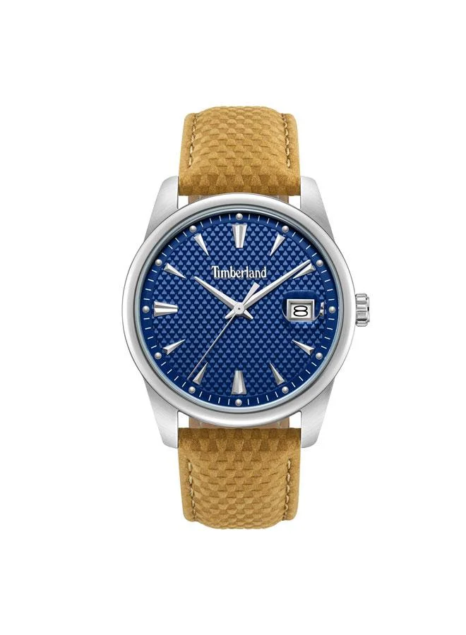 Timberland Jahscepi Blue Dial Leather Strap Analog Watch for Men, 42mm