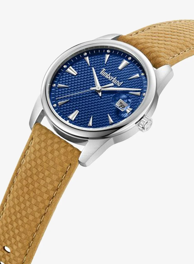 تمبرلاند Jahscepi Blue Dial Leather Strap Analog Watch for Men, 42mm