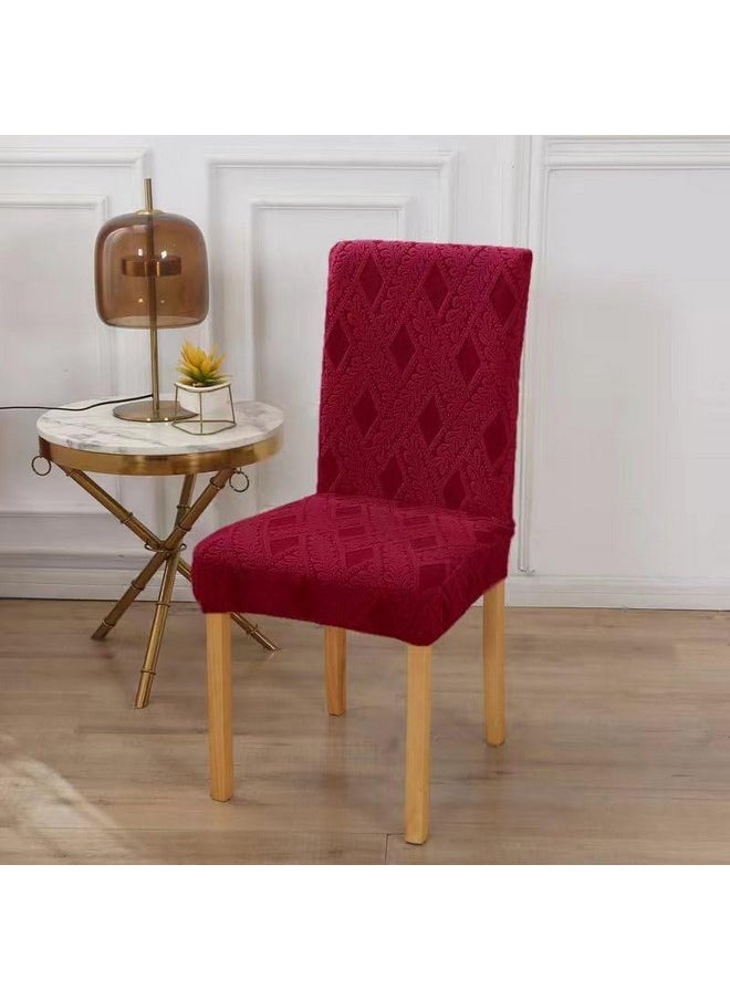 Styleys Styleys Elastic Chair Cover Stretch Removable Washable Short Jacquard Dining Chair Cover Protector Seat Slipcover (Pack of 4, Red, JCMC40)  - Image 2