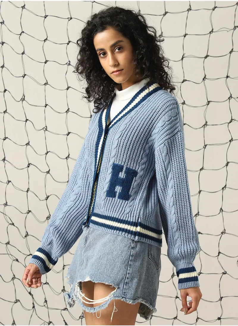 هوبرهولمي Women's Multicoloured 100% Acrylic Solid Regular Fit Sweater