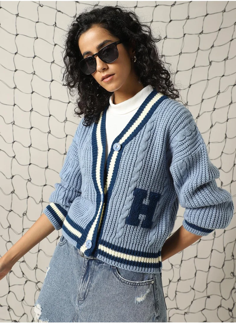 هوبرهولمي Women's Multicoloured 100% Acrylic Solid Regular Fit Sweater