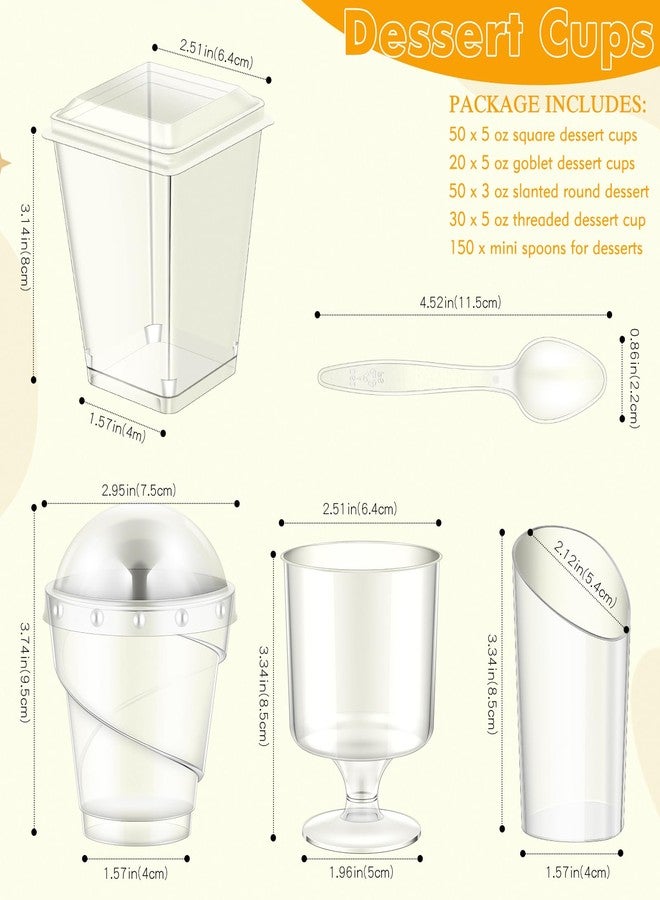 ALEXPRE 380 Pack Dessert Cups with Lids and Spoons 5 oz | Serves 150 | Mini Plastic Small Cake Fruit Disposable Round Cups for Yogurt Parfait Pudding Mousse - Image 3