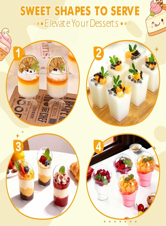 ALEXPRE 380 Pack Dessert Cups with Lids and Spoons 5 oz | Serves 150 | Mini Plastic Small Cake Fruit Disposable Round Cups for Yogurt Parfait Pudding Mousse - Image 2