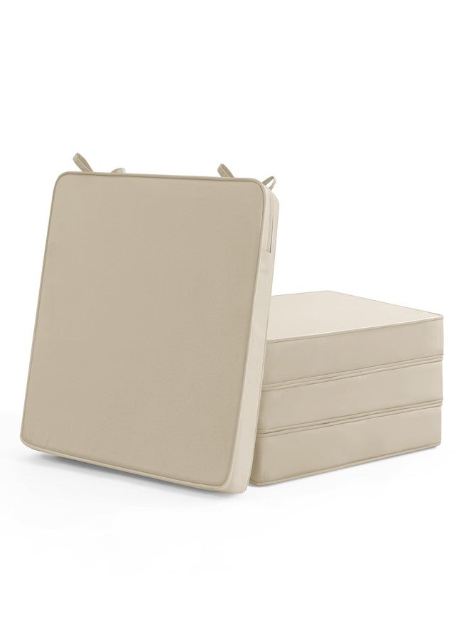 Summsun Outdoor Chair Cushions Set of 4: Waterproof & Fade Resistant Seat Cushion for Patio Furniture - 18.5 x 16 x 2 Inch Chair Pads with Ties and Hidden Zipper - Patio Chair Cushion Replacement, Beige - Image 1