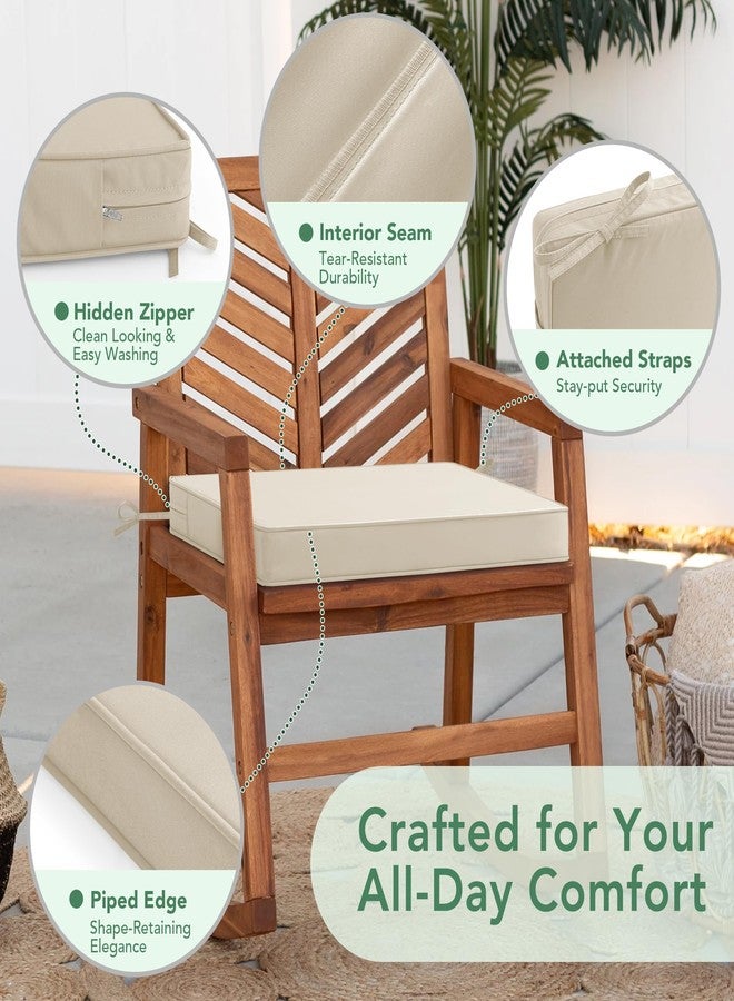 Summsun Outdoor Chair Cushions Set of 4: Waterproof & Fade Resistant Seat Cushion for Patio Furniture - 18.5 x 16 x 2 Inch Chair Pads with Ties and Hidden Zipper - Patio Chair Cushion Replacement, Beige - Image 4