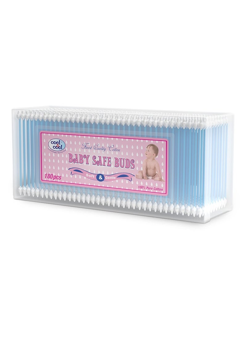Cool & Cool Cool & Cool Baby Cotton Buds - 180's - 100% Pure Cotton, Baby-Friendly, Gentle Cleaning,Ear Protection, Safe swabs for Delicate baby Ears - Image 1