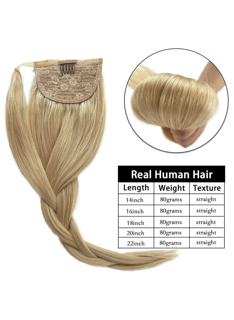 إستيل تمديد ذيل حصان شعر بشري طويل مستقيم تمديد ذيل حصان للنساء السود 22 بوصة 80 جرام ذيل حصان الشعر التفاف حول ذيل الحصان بشعر بشري مزدوج اللون رقم 613 - Image 2