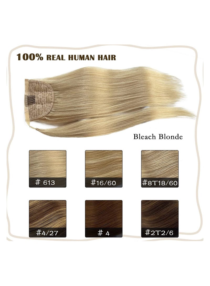 إستيل تمديد ذيل حصان شعر بشري طويل مستقيم تمديد ذيل حصان للنساء السود 22 بوصة 80 جرام ذيل حصان الشعر التفاف حول ذيل الحصان بشعر بشري مزدوج اللون رقم 613 - Image 5