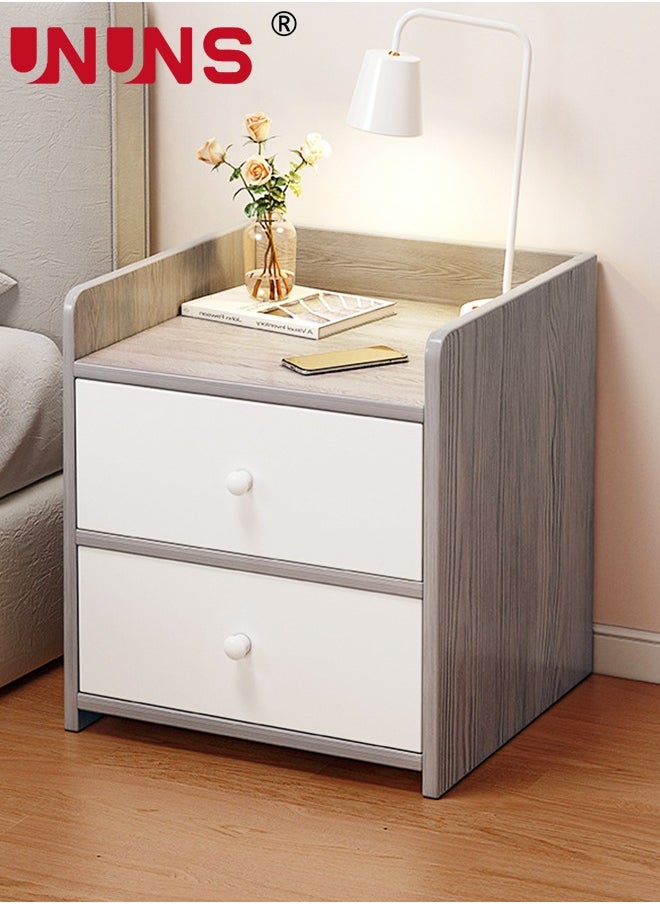 UNUNS Beside Table Nightstand,Sturdy Wood Nightstand With Storage Drawer And Shelf,Modern End Table Bedside Table For Bedroom,Dorm,Small Spaces,Gray  - Image 1
