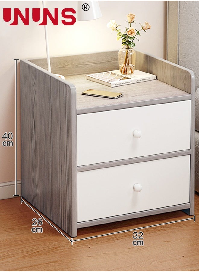 UNUNS - Beside Table Nightstand,Sturdy Wood Nightstand With Storage Drawer And Shelf,Modern End Table Bedside Table For Bedroom,Dorm,Small Spaces,Gray - Image 1