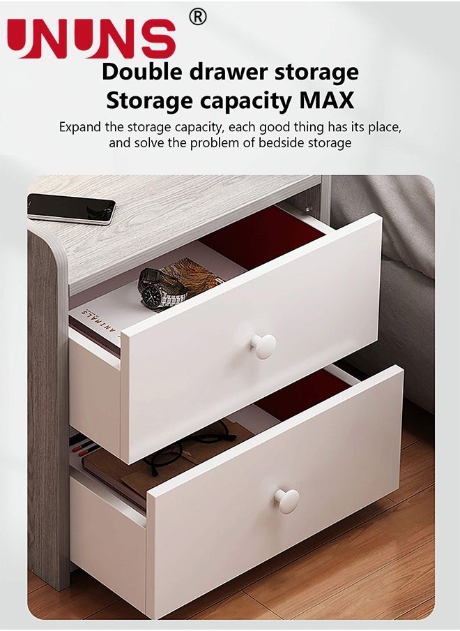 UNUNS Beside Table Nightstand,Sturdy Wood Nightstand With Storage Drawer And Shelf,Modern End Table Bedside Table For Bedroom,Dorm,Small Spaces,Gray  - Image 5