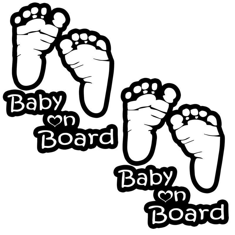 TOTOMO Baby on Board Sticker for Cars Funny Cute Safety Caution Decal Sign for Car Window and Bumper No Need for Magnet or Suction Cup Footprint 2 Pack