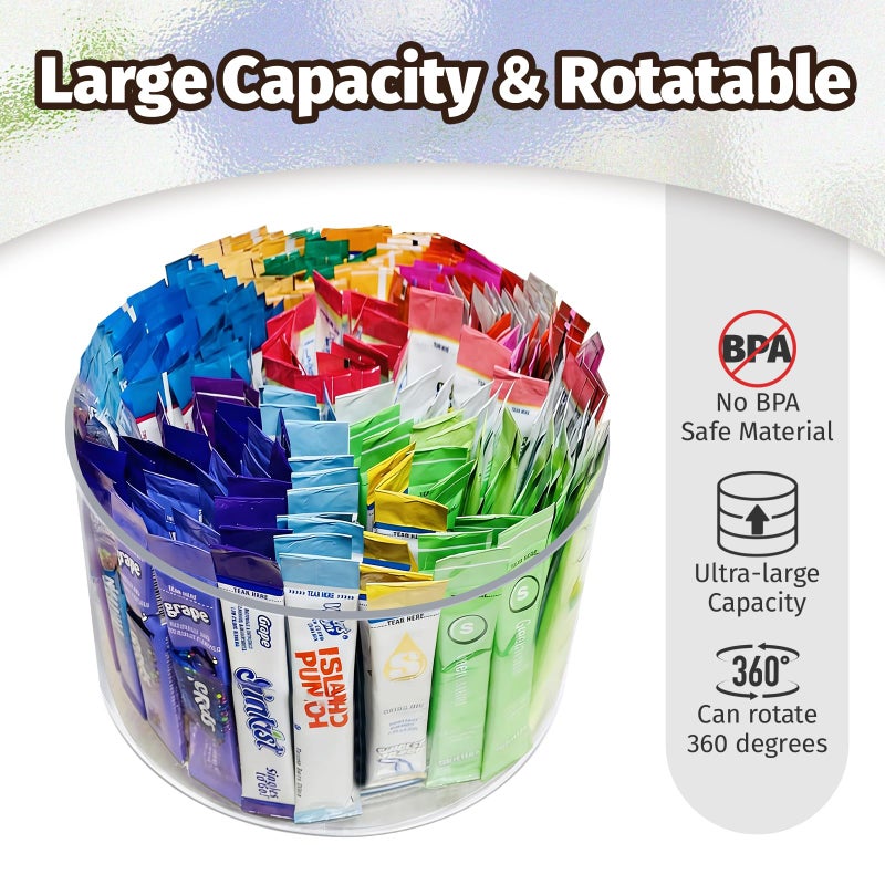 HALAGAS Drink Packet Organizer for Powdered Drink Mix,Powder Packet,Water Packet,Water Flavor Packet,Lazy Susan 360Â° Turntable Organizer for Drink Mix Necessities - Image 2