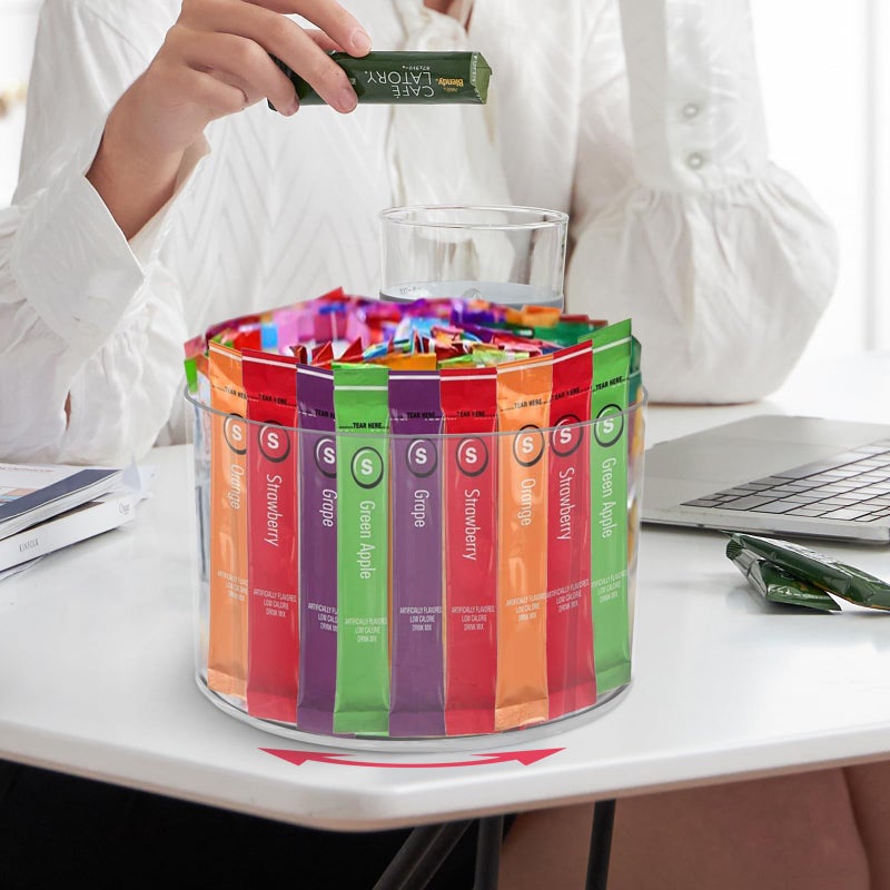 HALAGAS Drink Packet Organizer for Powdered Drink Mix,Powder Packet,Water Packet,Water Flavor Packet,Lazy Susan 360Â° Turntable Organizer for Drink Mix Necessities - Image 4
