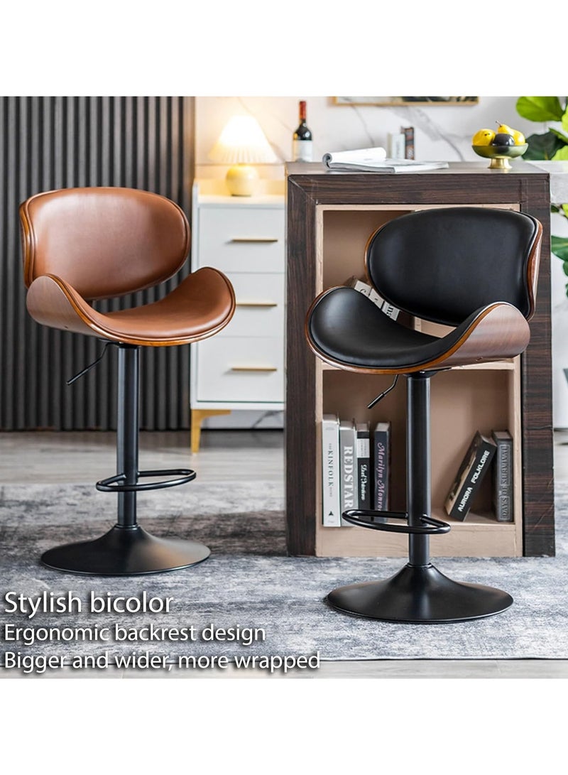 Cool Baby COOLBABY Bar chairs Lift leather bar chairs Light luxury home front desk high chairs Adjustable swivel seats High stools Low back kitchen island, dining room 1PC (Black) - Image 4