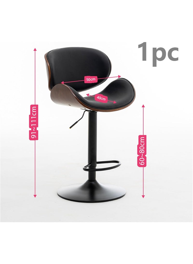 Cool Baby COOLBABY Bar chairs Lift leather bar chairs Light luxury home front desk high chairs Adjustable swivel seats High stools Low back kitchen island, dining room 1PC (Black) - Image 2