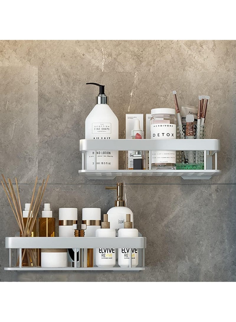 Beauenty Shower Caddy,No Drilling Adhesive Shower Shelf for Bathroom Storage, Rustproof Stainless Steel Shower Organizer Wall Mounted, 2 Pcs (silver) - Image 1