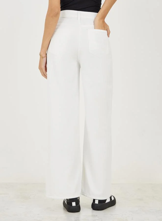 ستايلي High Rise Wide Leg Jeans with Pockets