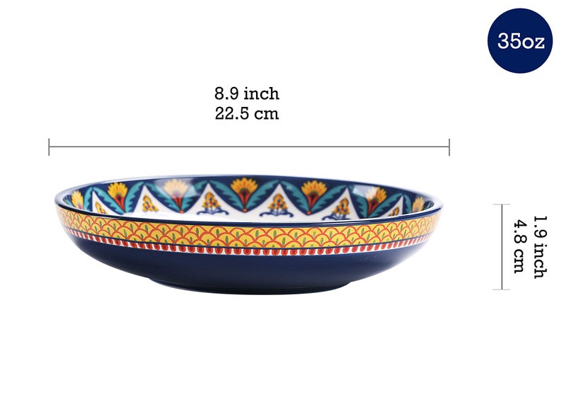 Bico Havana Pasta Bowls, 35oz Salad Bowl Set of 4, Large Ceramic Serving Dinner Bowls for Soup and Cereal, Microwave and Dishwasher Safe, Gift for Housewarming and Thanksgiving - Image 2