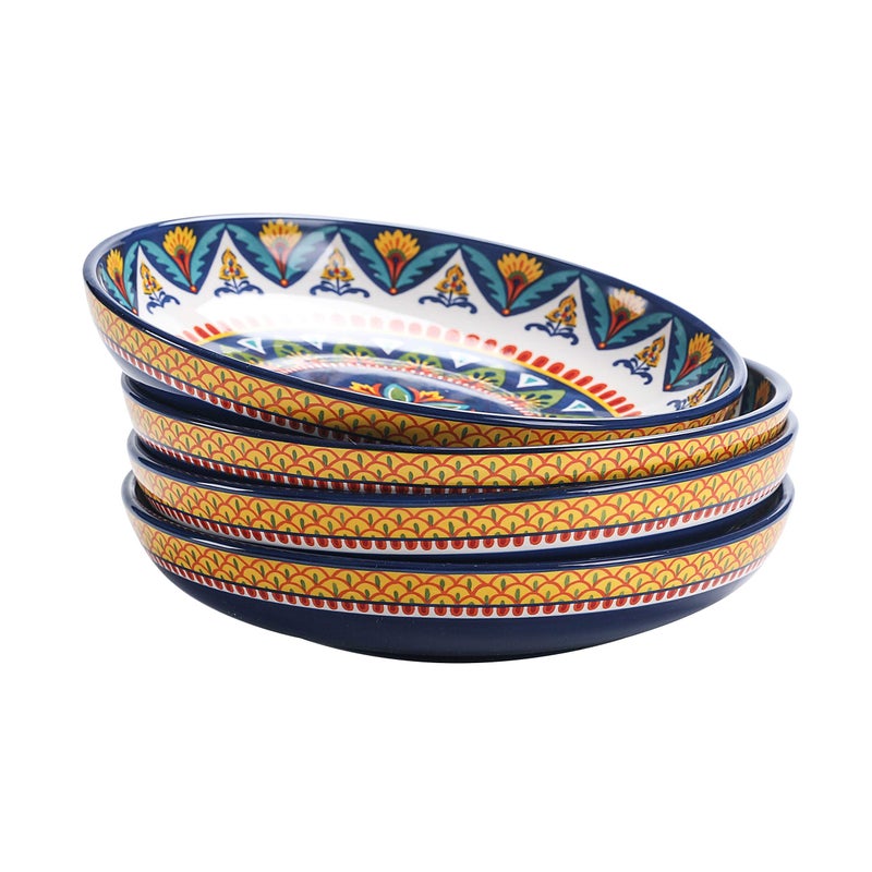 Bico Havana Pasta Bowls, 35oz Salad Bowl Set of 4, Large Ceramic Serving Dinner Bowls for Soup and Cereal, Microwave and Dishwasher Safe, Gift for Housewarming and Thanksgiving - Image 1