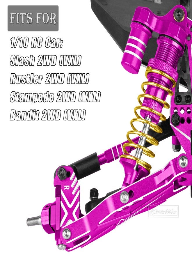 RcarmubWow RC Caster Block Set Upgrades Part for 1/10 2WD Slash/Rustler/Stampede 2WD/Bandit 2WD VXL,Aluminium Left Right Caster Blocks,Front Steering Block,Rear Stub Axle Carriers,Pink - Image 2