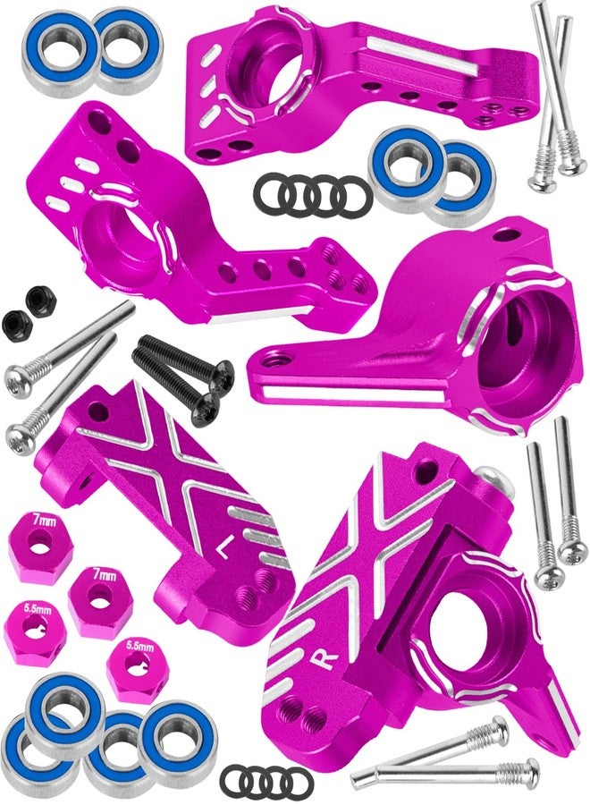 RcarmubWow RC Caster Block Set Upgrades Part for 1/10 2WD Slash/Rustler/Stampede 2WD/Bandit 2WD VXL,Aluminium Left Right Caster Blocks,Front Steering Block,Rear Stub Axle Carriers,Pink - Image 1