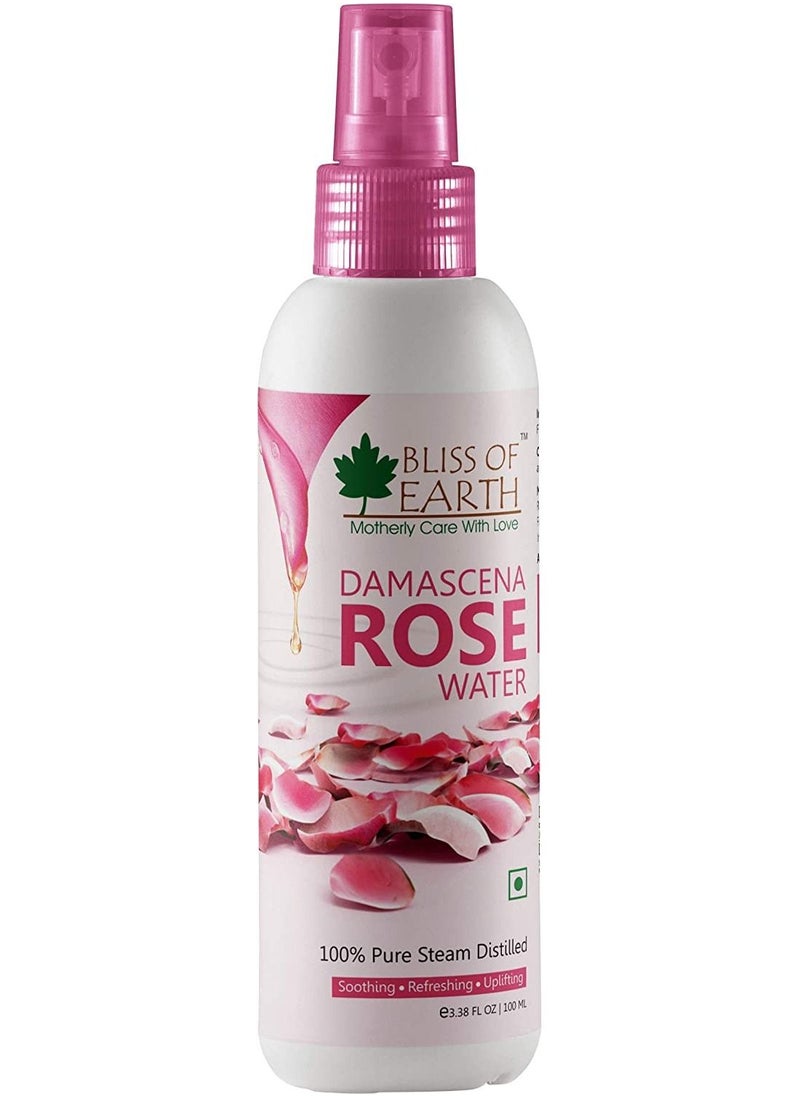 BLISS OF EARTH Bliss of Earth 100% Pure Damascena Rose Water Spray For Face Steam Distilled Food Grade Pure Gulab Jal, 100ML  - Image 1