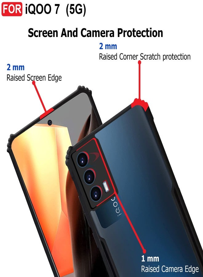 CEDO iQOO 7 (5G) Back Case Cover | Camera Protection Shockproof Bumper-Edge | Acrylic Crystal Clear 360 Degree Protection TPU+PC | Transparent Eagle Back Case Cover (Black) - Image 4
