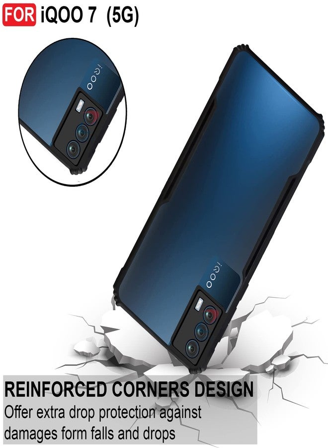 CEDO iQOO 7 (5G) Back Case Cover | Camera Protection Shockproof Bumper-Edge | Acrylic Crystal Clear 360 Degree Protection TPU+PC | Transparent Eagle Back Case Cover (Black) - Image 3