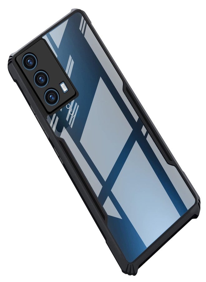 CEDO iQOO 7 (5G) Back Case Cover | Camera Protection Shockproof Bumper-Edge | Acrylic Crystal Clear 360 Degree Protection TPU+PC | Transparent Eagle Back Case Cover (Black) - Image 1