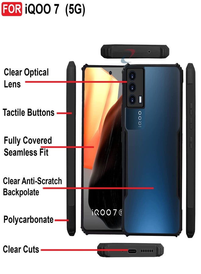 CEDO iQOO 7 (5G) Back Case Cover | Camera Protection Shockproof Bumper-Edge | Acrylic Crystal Clear 360 Degree Protection TPU+PC | Transparent Eagle Back Case Cover (Black) - Image 5